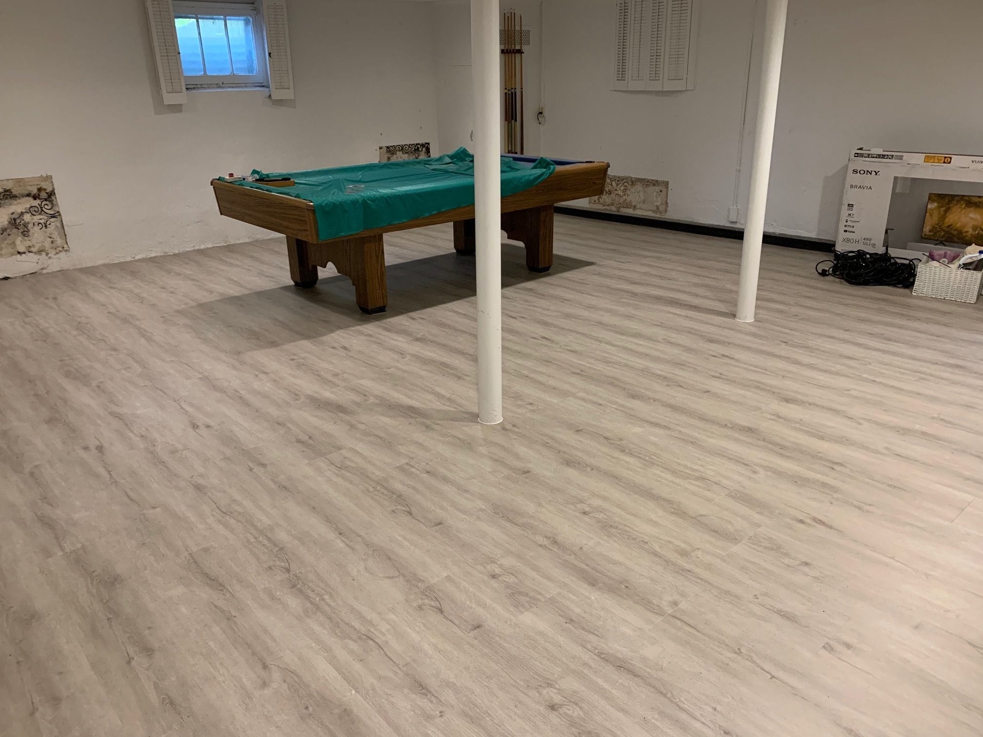 Basement After Luxury Vinyl Plank Install